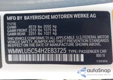 2017 Mini Clubman Cooper S z USA, uszkodzony, nr VIN WMWLU5C54H2E83725